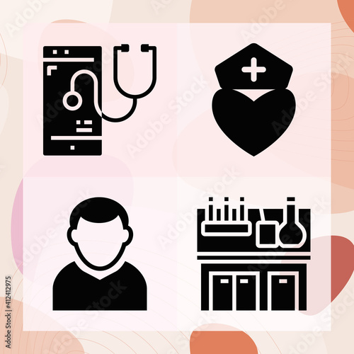Simple set of nursing related filled icons