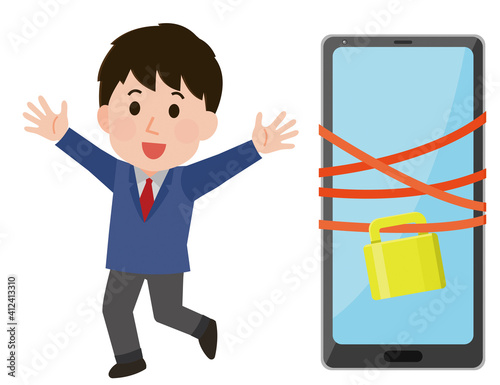 デジタルデトックスする男子学生　イラスト