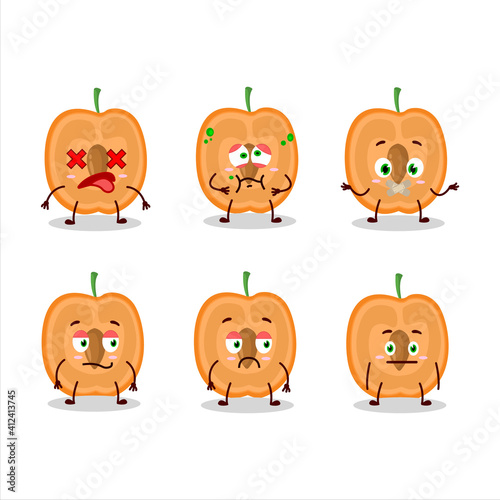 Slice of apricot cartoon character with nope expression
