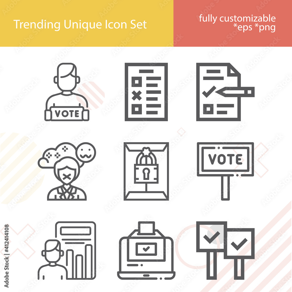 Simple set of ballot related lineal icons. Simple set of ballot related lineal icons.
