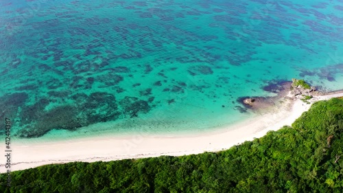 drone view beautiful ocean nishinohama beach kuroshima island Okinawa photo