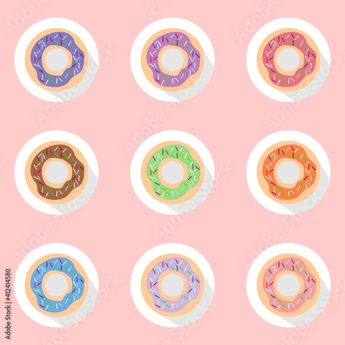 donut set modern flat style design vector