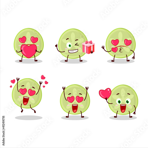 Slice of bilimbi cartoon character with love cute emoticon
