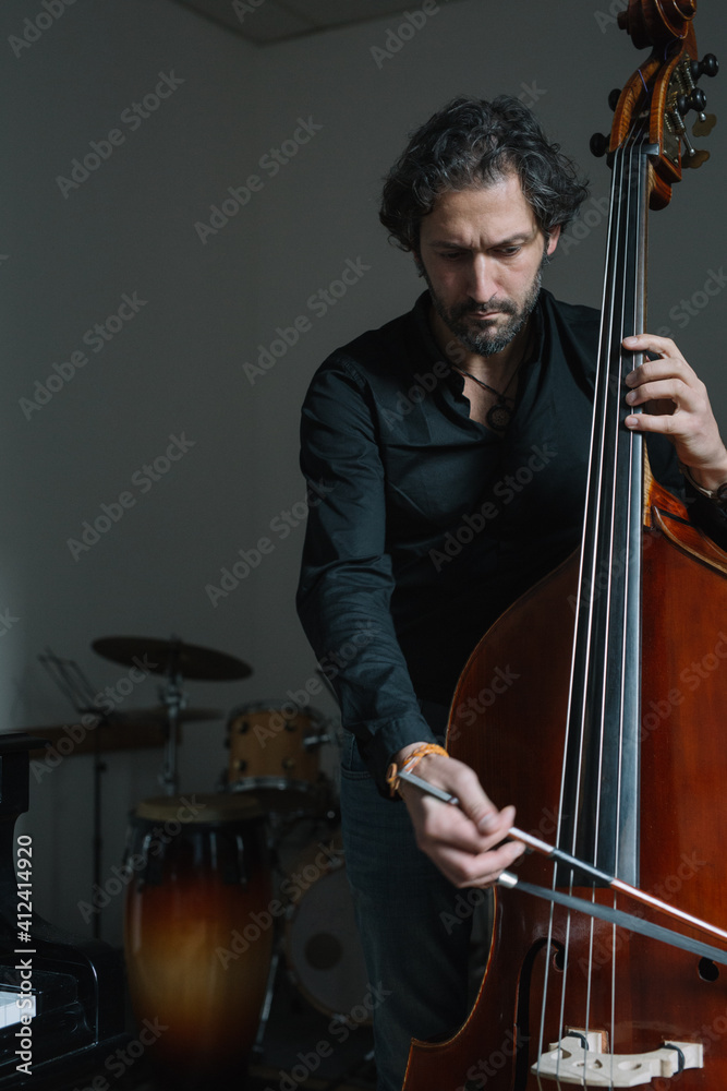Portrait of double bass musician Portrait of double bass musician