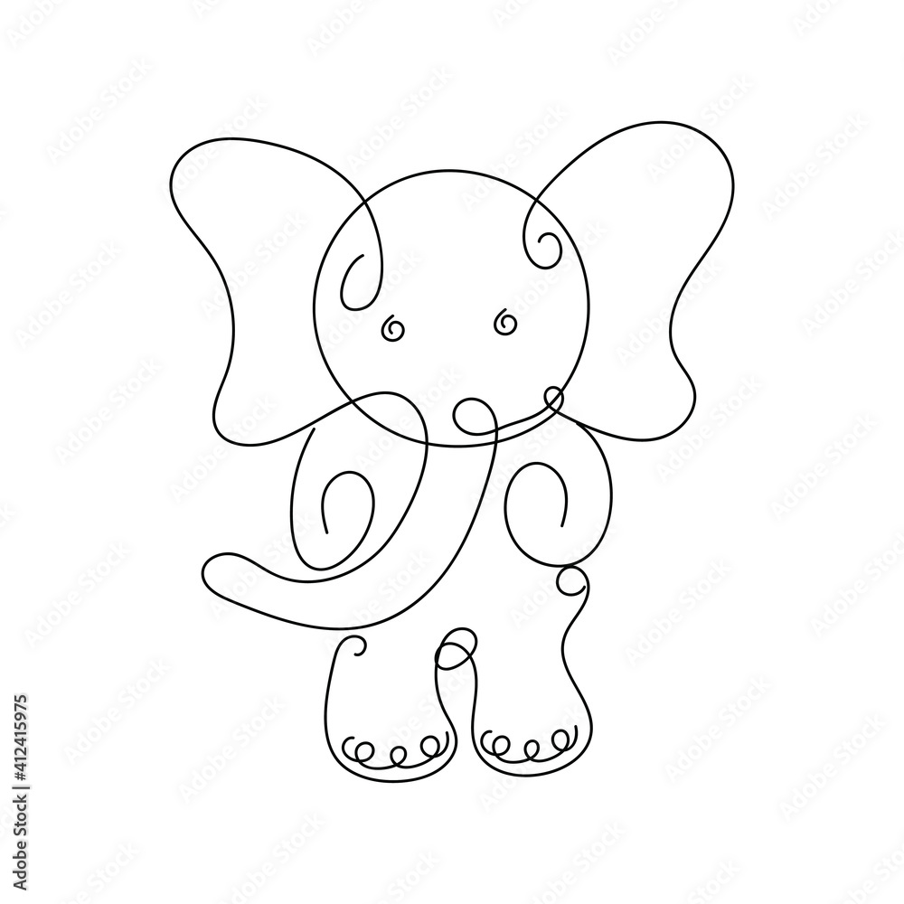 Baby Elephant Line Art vector illustration, Abstract Line Minimalist Wall Art Baby Elephant Line Art vector illustration, Abstract Line Minimalist Wall Art
