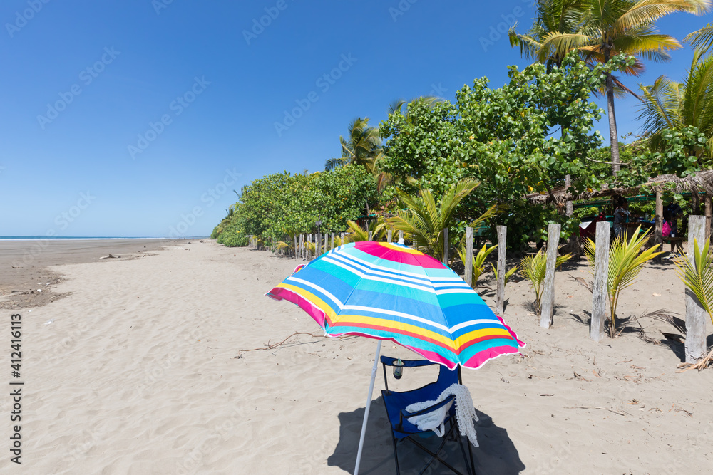 Panama Armuelles, umbrella on the beach Panama Armuelles, umbrella on the beach