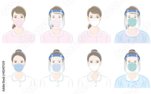 看護師のベクターイラスト. ウイルスの感染対策. 医療従事者.