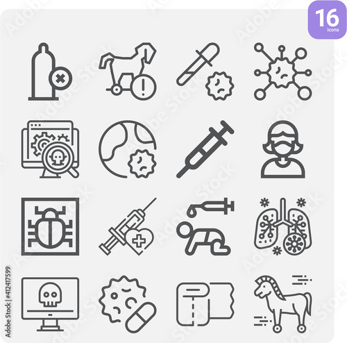 Simple set of influenza related lineal icons.