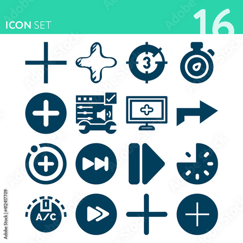 Simple set of 16 icons related to fastest © Nana