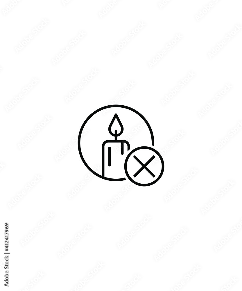 no candle icon,vector best line icon. no candle icon,vector best line icon.