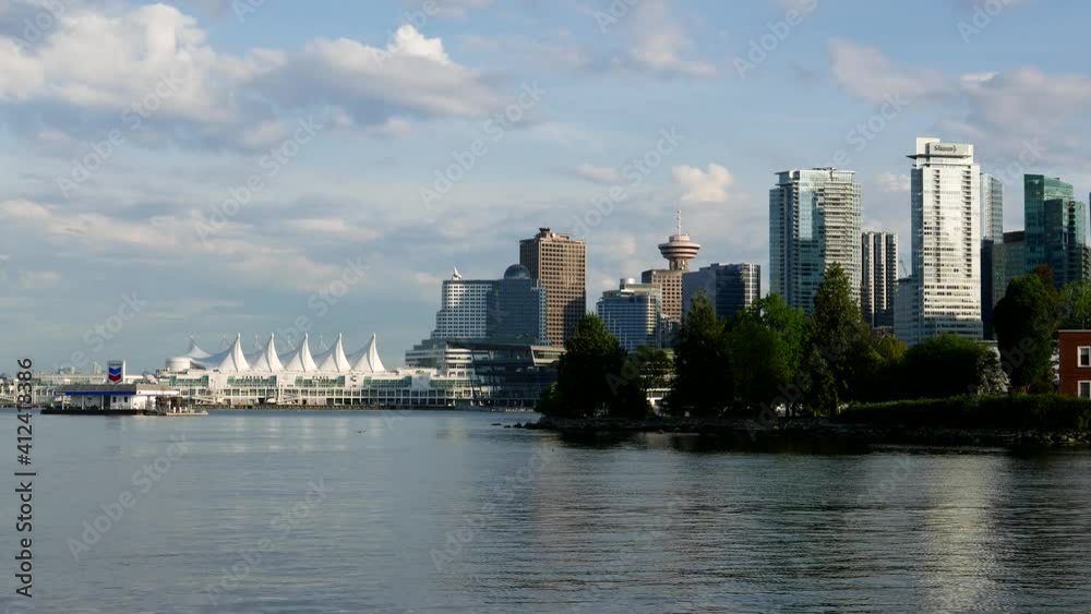 One side view of the Vancouver downtown skyline and waterfront