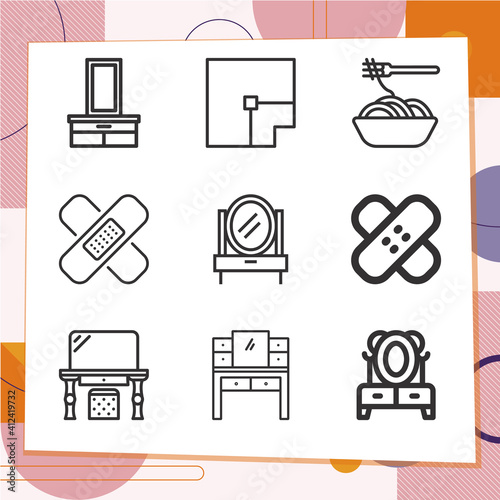 Simple set of 9 icons related to mixture