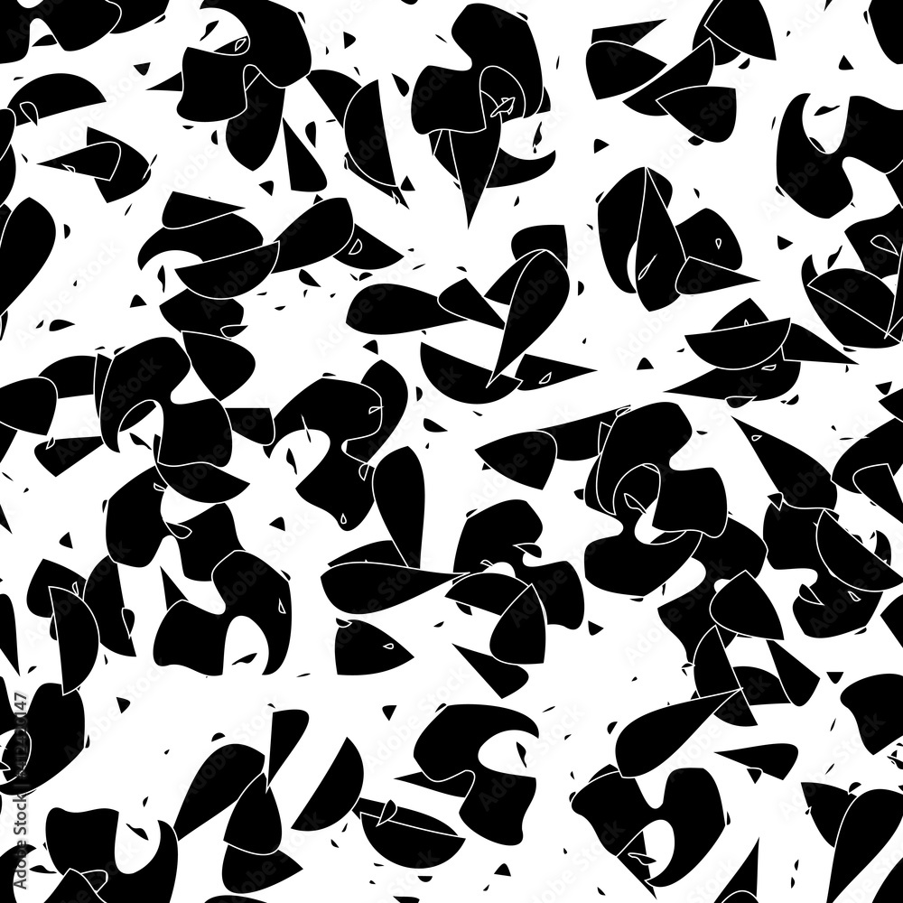 Seamless monochrome pattern of abstract elements Seamless monochrome pattern of abstract elements