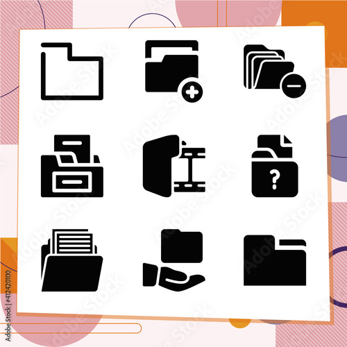Simple set of 9 icons related to directory