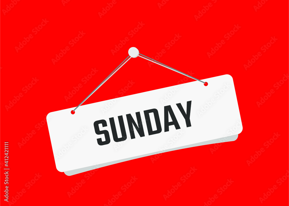 sunday text on door sign vector illustration with red background sunday text on door sign vector illustration with red background