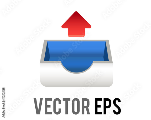 Vector mail, document paper tray icon with red up arrow for email outbox