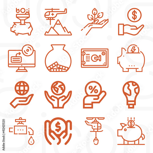 16 pack of pull through  lineal web icons set