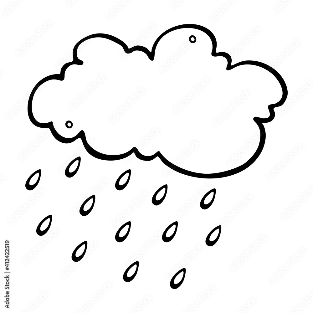 Cloud with raindrops icon. Doodle Hard rain icon. Outline Vector icon. Cloud with raindrops icon. Doodle Hard rain icon. Outline Vector icon.