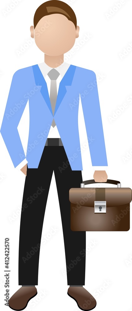 Fototapeta premium A man in a blue jacket and carrying a briefcase.