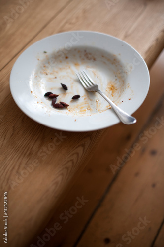empty plate with remains of a meal