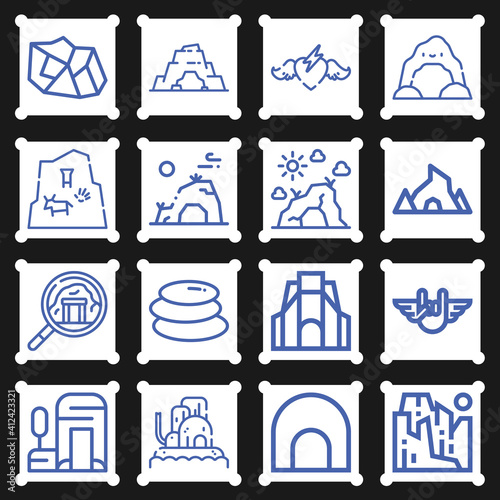 16 pack of boulder  lineal web icons set