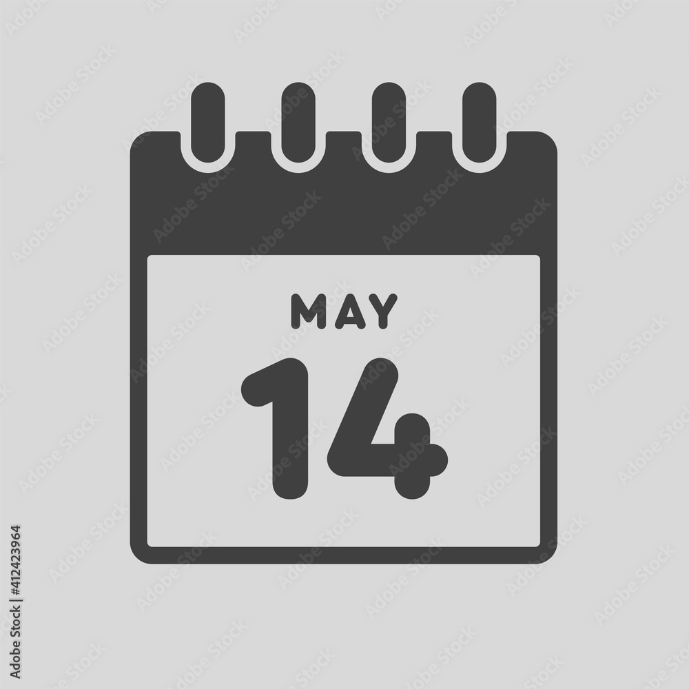 Icon day date 14 May, template calendar page Icon day date 14 May, template calendar page