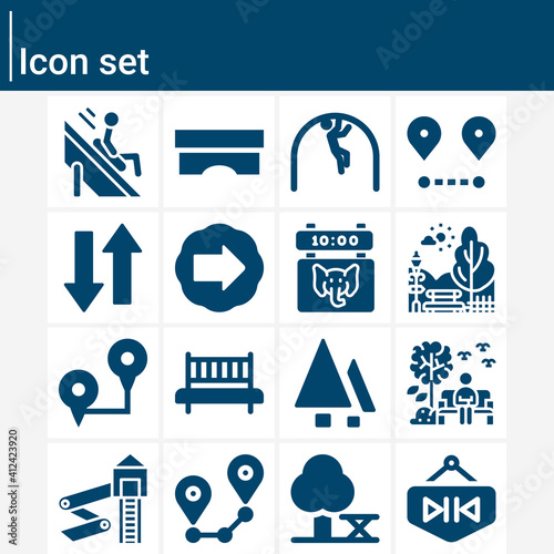 Simple set of pathway related filled icons.
