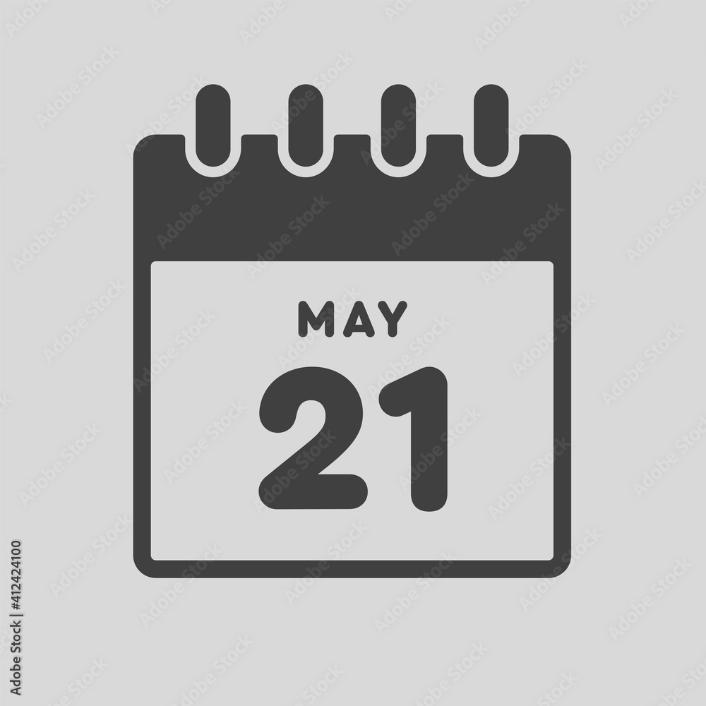 Icon day date 21 May, template calendar page