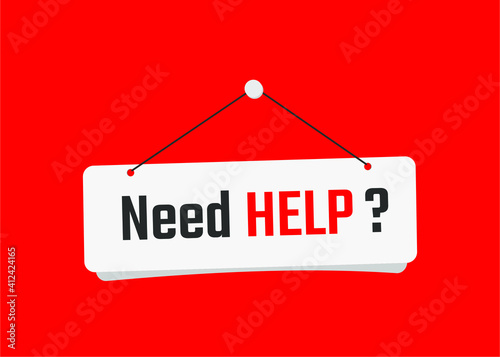 need help text on door sign vector illustration with red background