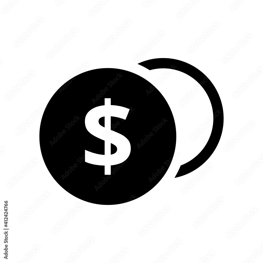 Dollar money coins icon vector graphic illustration
