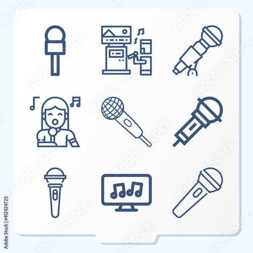 Simple set of 9 icons related to vocal music