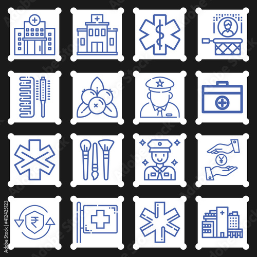 16 pack of ward  lineal web icons set