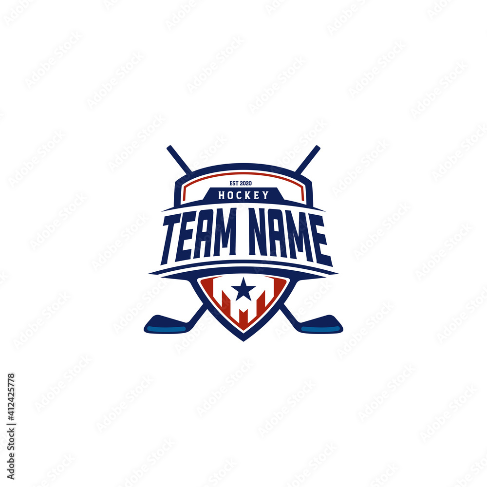 American Ice Hockey Sport Team Shield Emblem Badge logo design inspiration