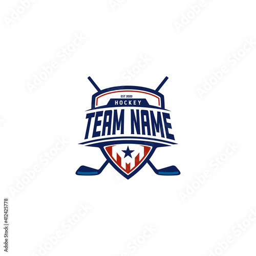 American Ice Hockey Sport Team Shield Emblem Badge logo design inspiration