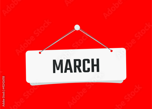 march text on door sign vector illustration with red background