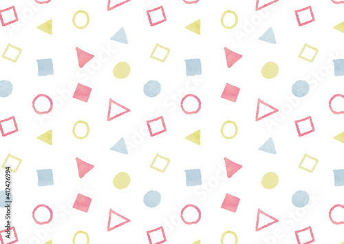 かわいい水彩模様_シームレス15