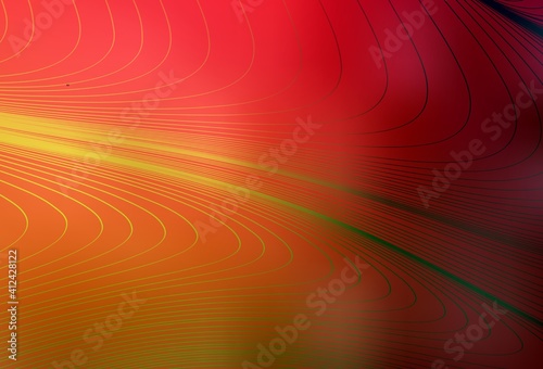 Dark Red, Yellow vector background with wry lines.
