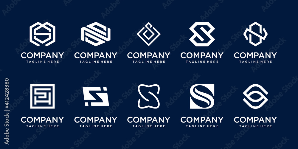 Set of collection initial letter S SS logo template. icons for business of fashion, sport, technology.