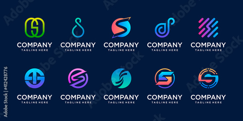 Set of collection initial letter S SS logo template. icons for business of fashion, sport, automotive, technology digital.