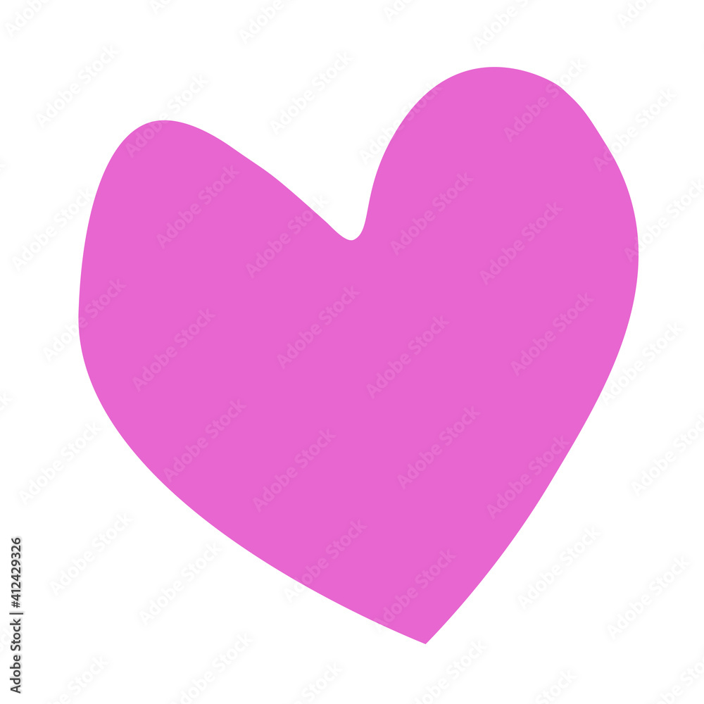 Vector big pink heart. Love sign symbol. Cute graphic object. Flat design isolated. Simple template, decoration, backdrop for greeting card, invitation, Valentines Day