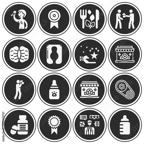 16 pack of intake  filled web icons set