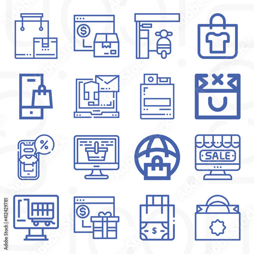 16 pack of census bureau  lineal web icons set