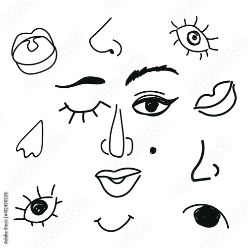 set of faces