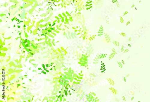 Light Green  Yellow vector doodle pattern with leaves.