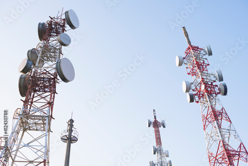 Group of antenna towers photo