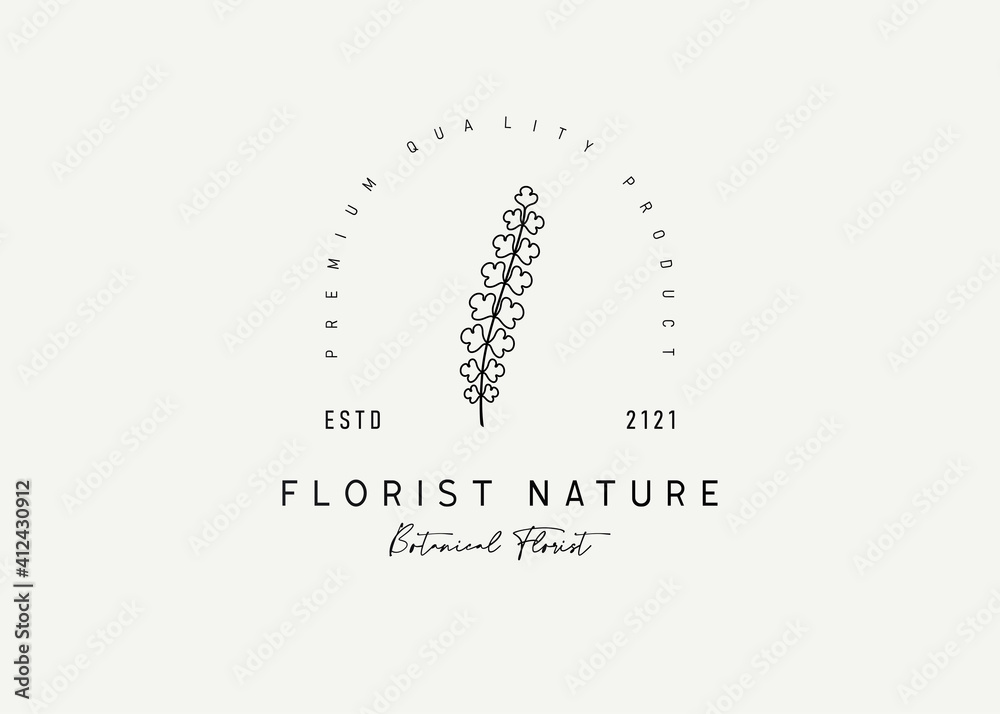 Nature Floral Logo Design Template. Celebration Decoration Icon Line Art Vector
