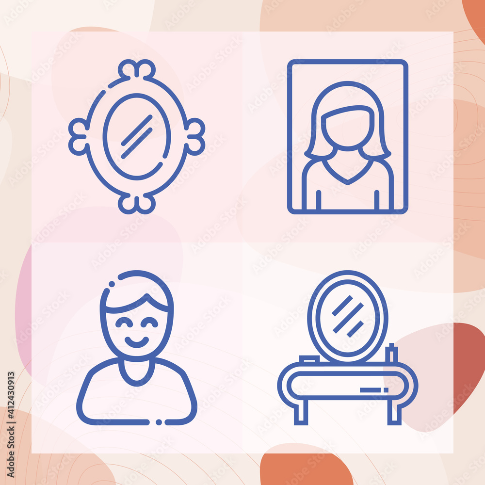 Simple set of portrayal related lineal icons Simple set of portrayal related lineal icons