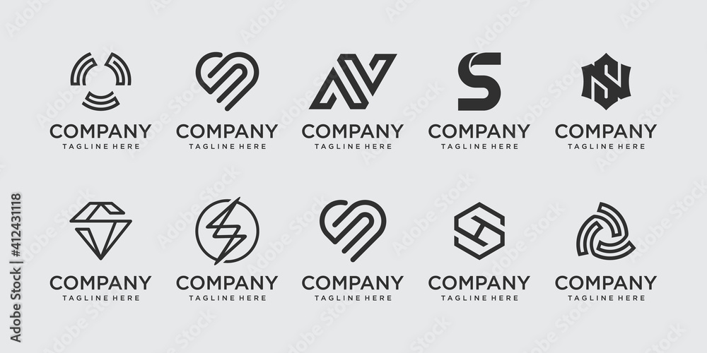Set of collection initial letter S SS logo template. icons for business of fashion, sport, technology. Set of collection initial letter S SS logo template. icons for business of fashion, sport, technology.