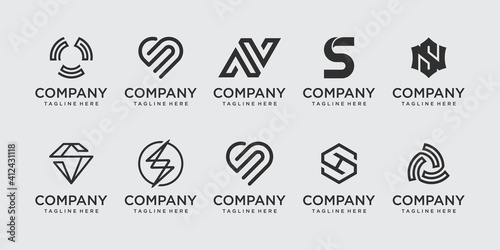 Set of collection initial letter S SS logo template. icons for business of fashion, sport, technology.