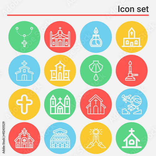 16 pack of christianity  lineal web icons set